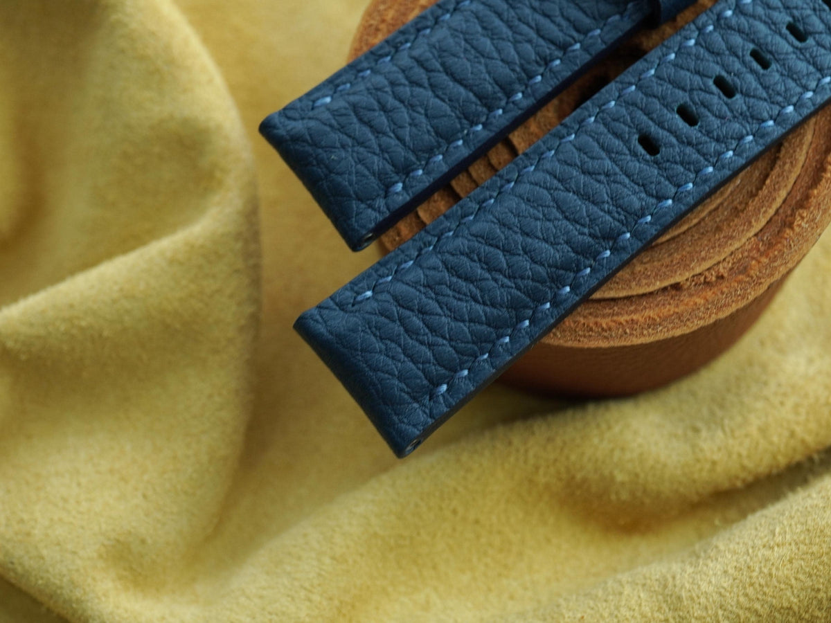 dark blue togo leather watch strap – photo 2