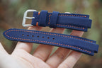 navy blue sailcloth rubber leather watch strap – photo 2
