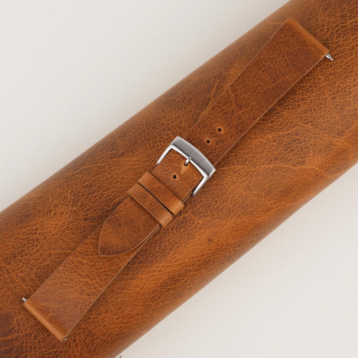 golden brown waxed leather watch strap – photo 2
