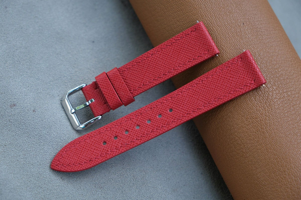 red saffiano leather watch strap – photo 2