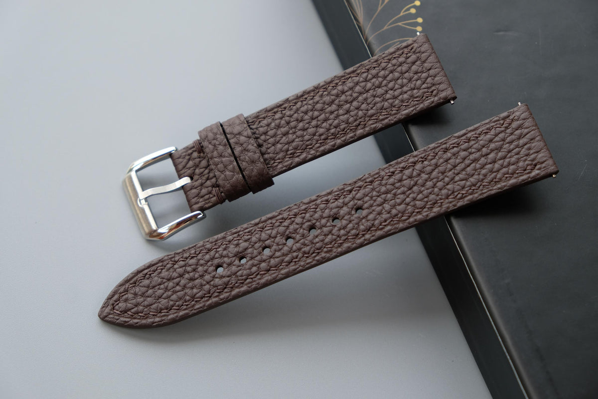 chocolate togo leather watch strap – photo 2