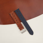 cognac & navy shell cordovan leather watch strap – photo 2