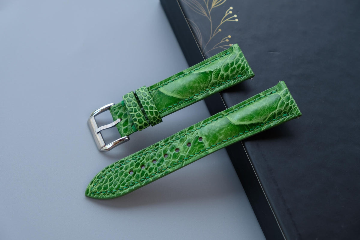 light green ostrich leather watch strap – photo 2