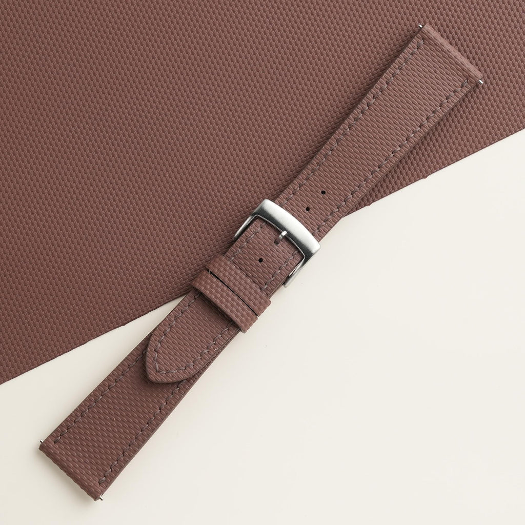 dark brown sailcloth rubber leather watch strap – photo 2