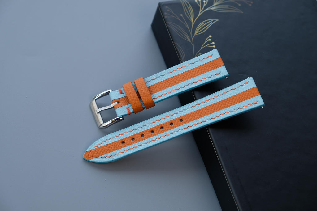 blue & orange epsom leather watch strap – photo 2