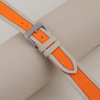 orange & pearl white epsom leather watch strap – photo 2