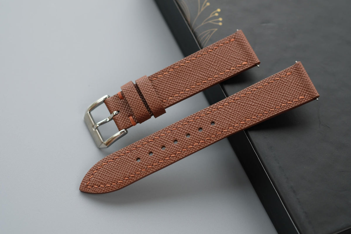 brown saffiano leather watch strap – photo 2