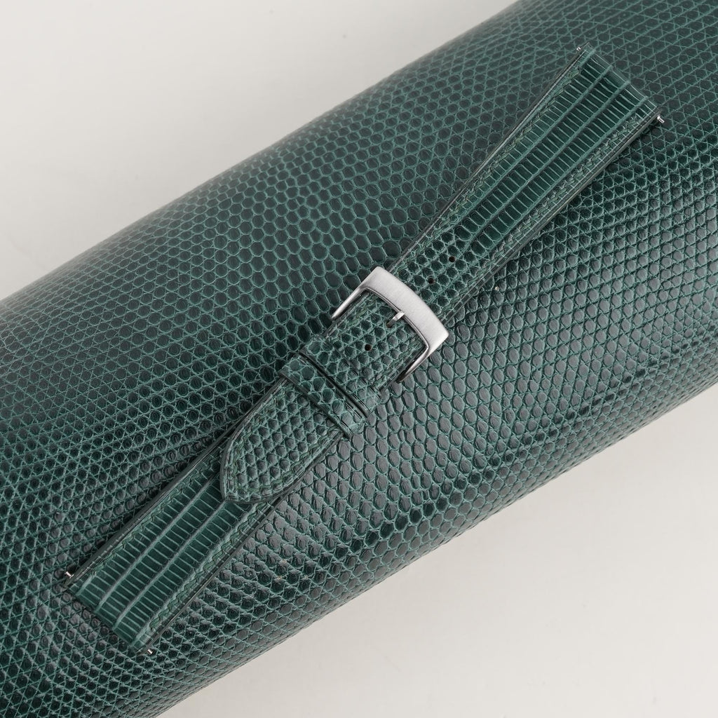 dark green lizard leather watch strap – photo 2