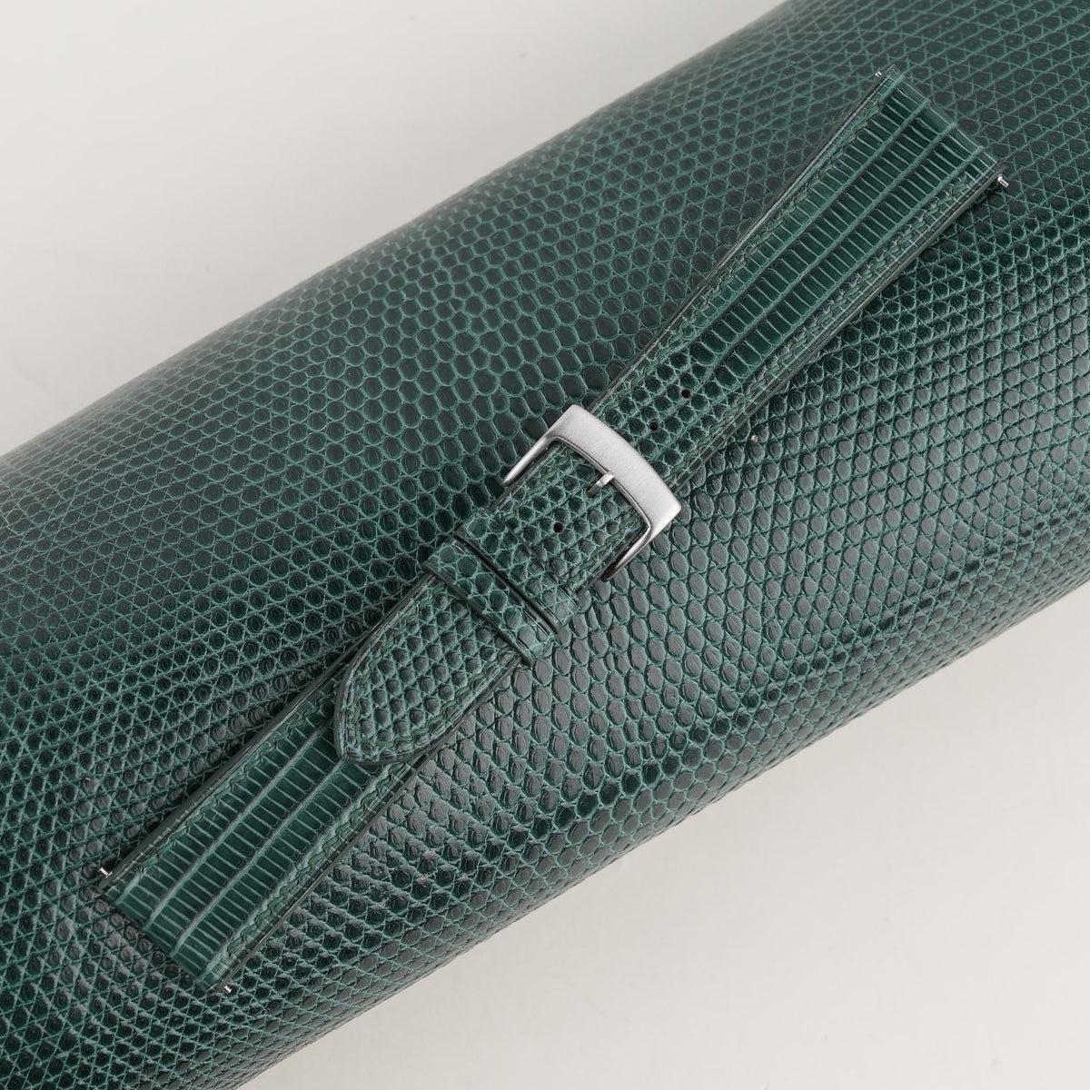 dark green lizard leather watch strap – photo 2