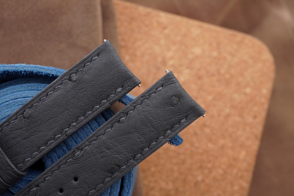 dark gray ostrich leather watch strap – photo 2