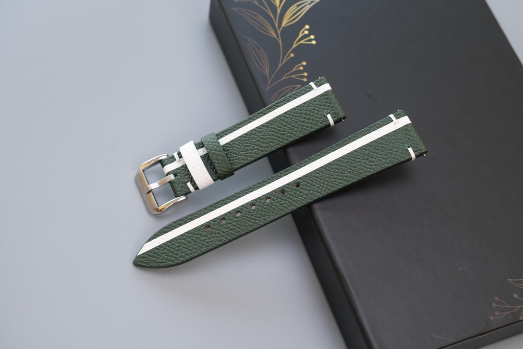 green & white epsom leather watch strap – photo 2