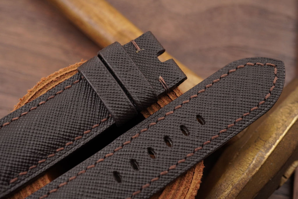 dark brown saffiano leather watch strap – photo 2