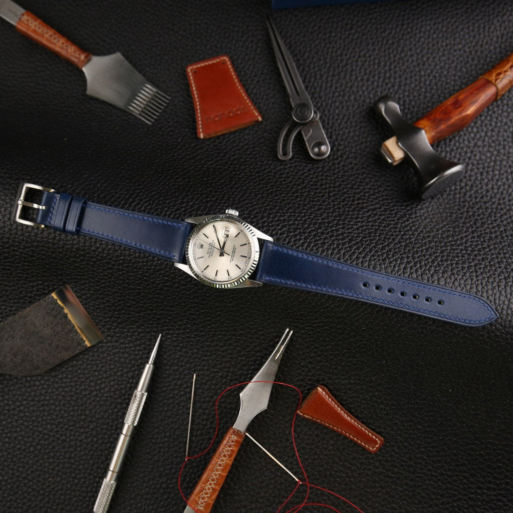 dark blue shell cordovan leather watch strap – photo 2