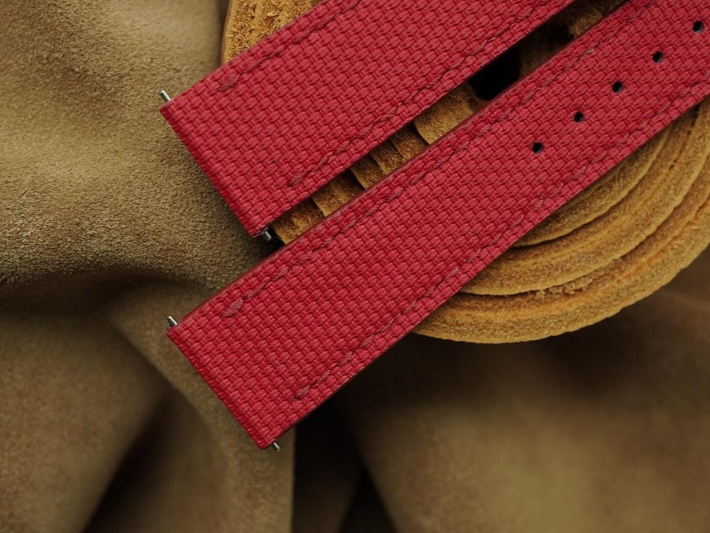 red sailcloth rubber leather watch strap – photo 2