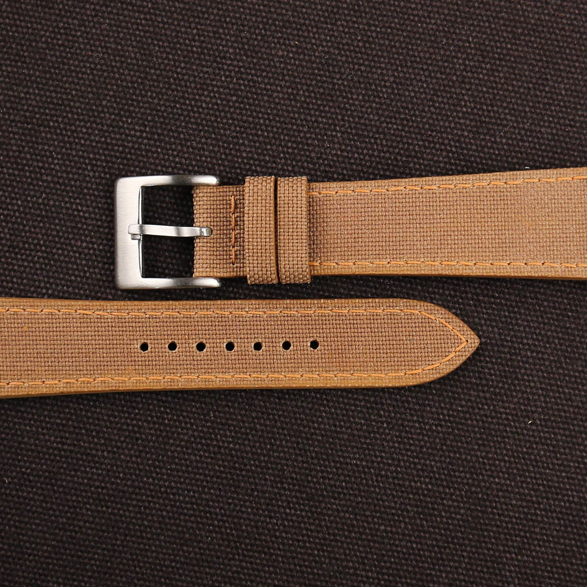 brown sailcloth rubber leather watch strap – photo 2