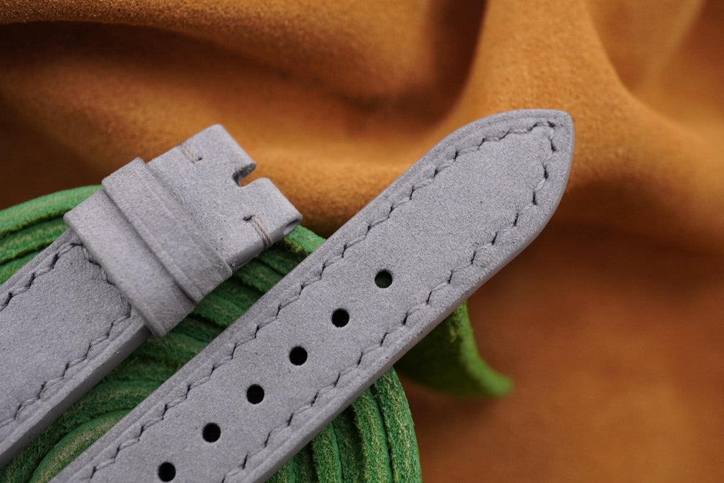 light gray nubuck leather watch strap – photo 2