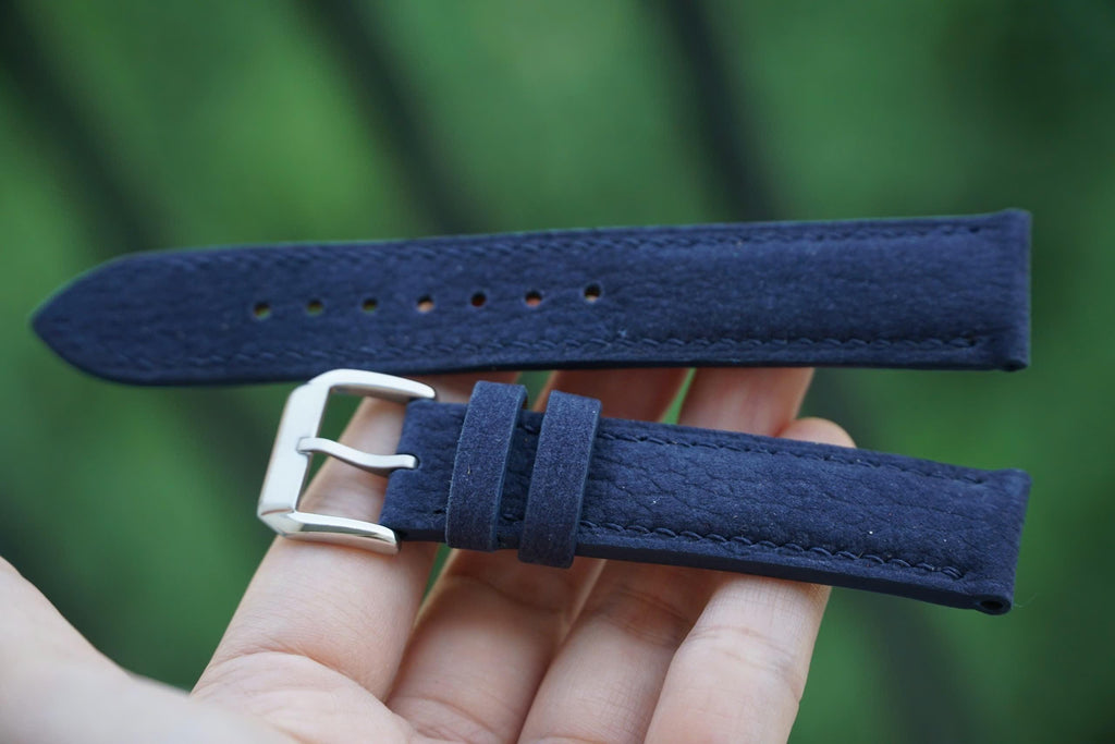 dark blue nubuck leather watch strap – photo 2
