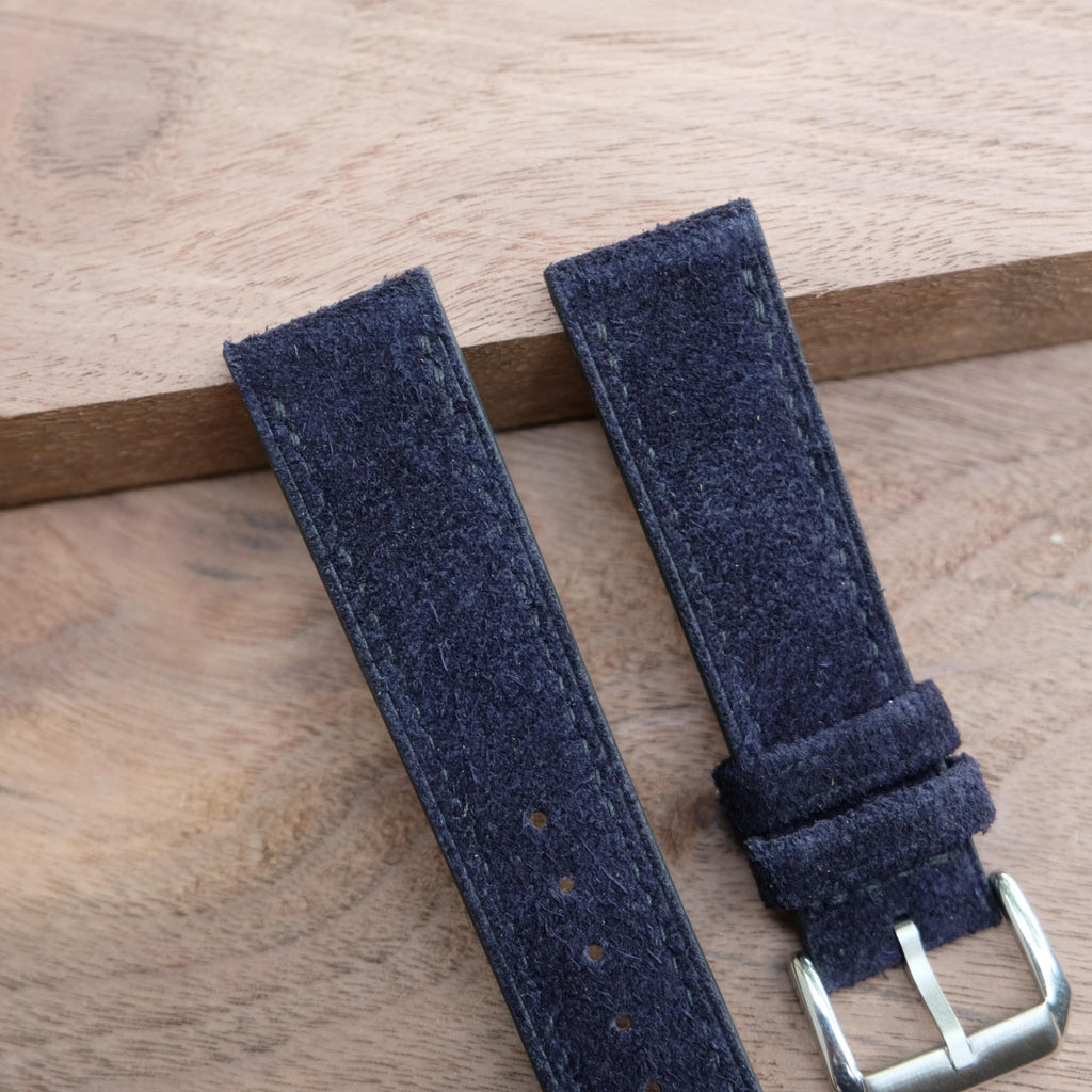 dark navy suede leather watch strap – photo 2