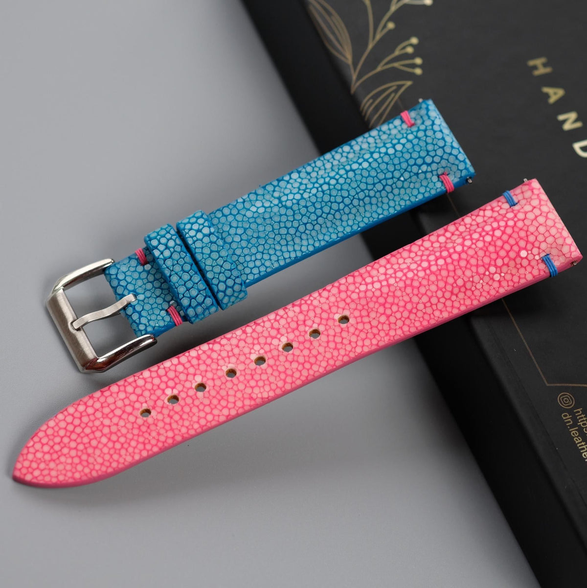 turquoise & pink stingray leather watch strap – photo 2