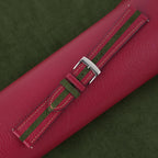 red & forest green suede leather watch strap – photo 2