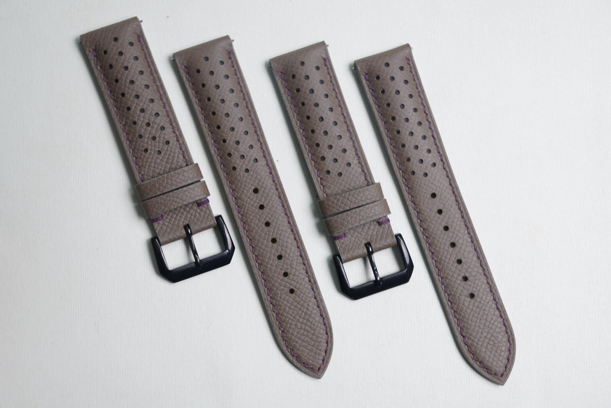 etoupe & black epsom leather watch strap