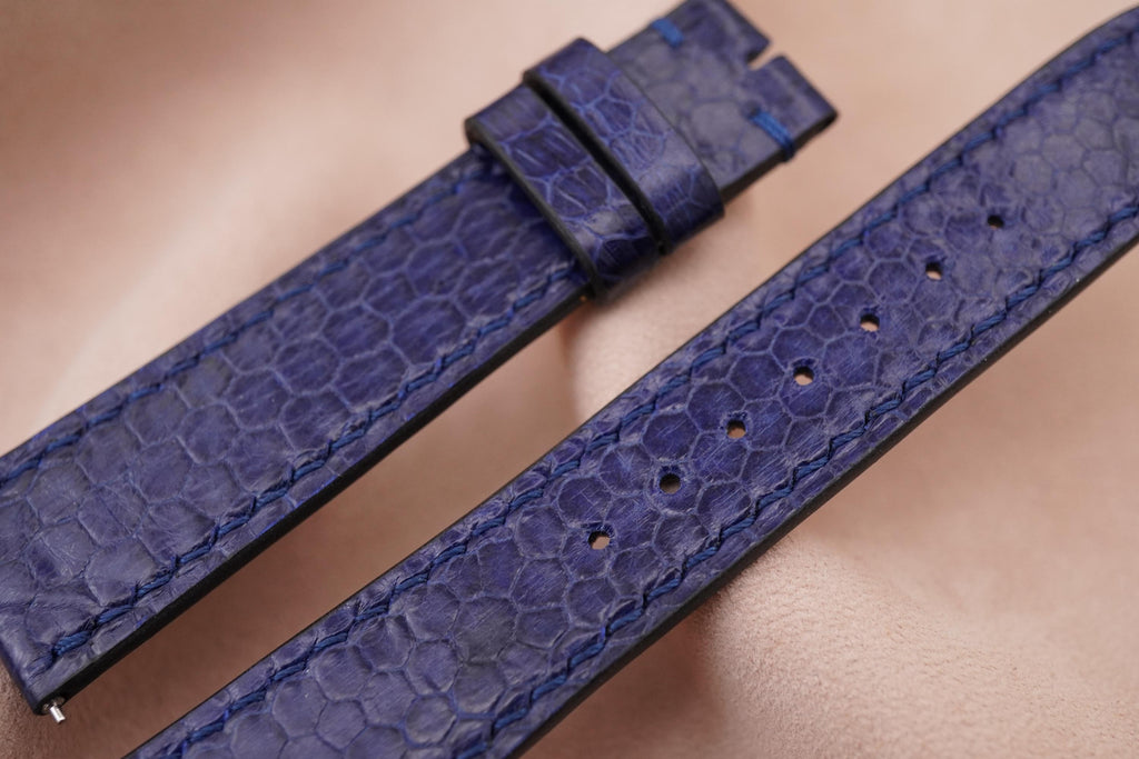 dark navy blue sea snake leather watch strap – photo 2