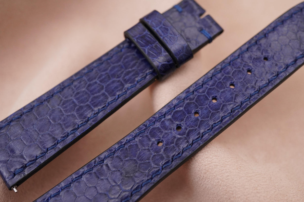 dark navy blue sea snake leather watch strap – photo 2