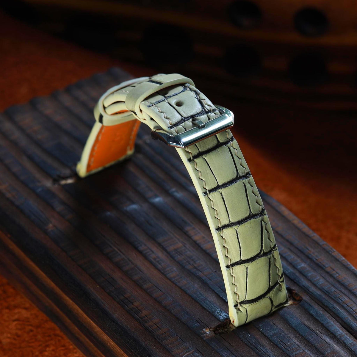 white alligator leather watch strap – photo 2