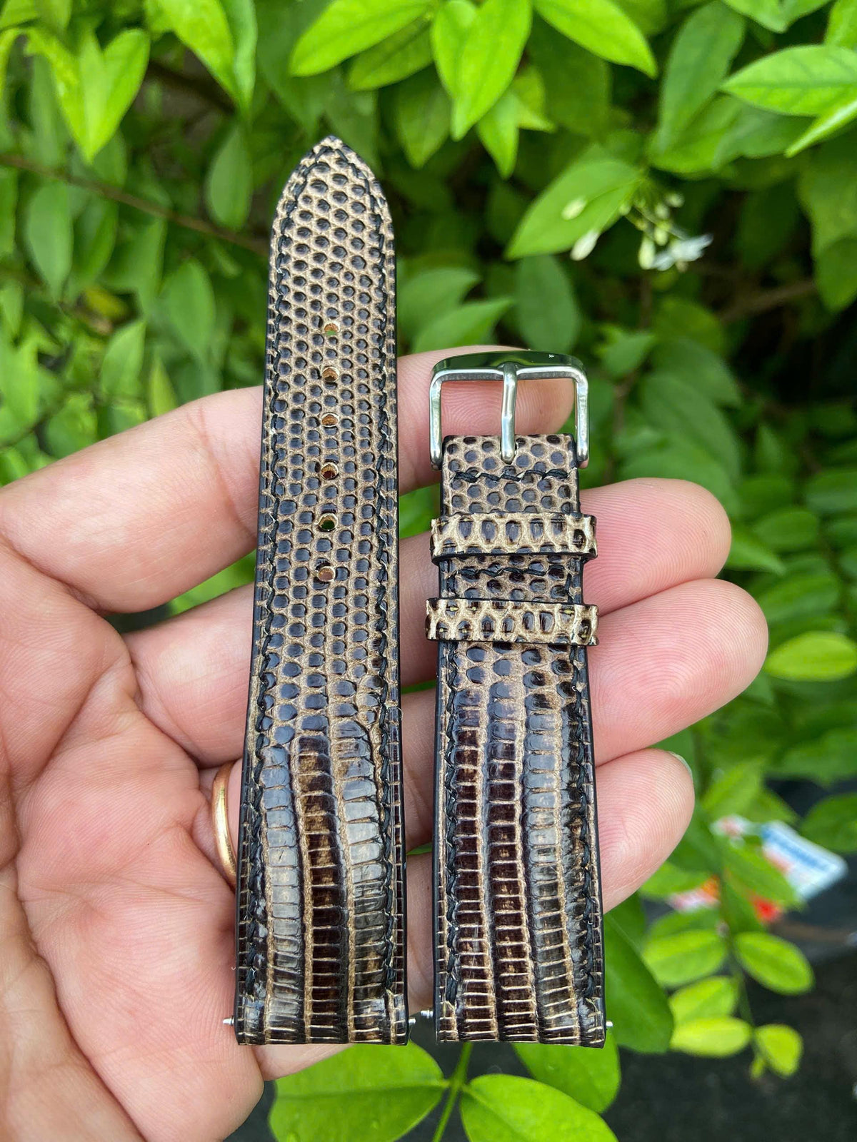 gray & black lizard leather watch strap – photo 2