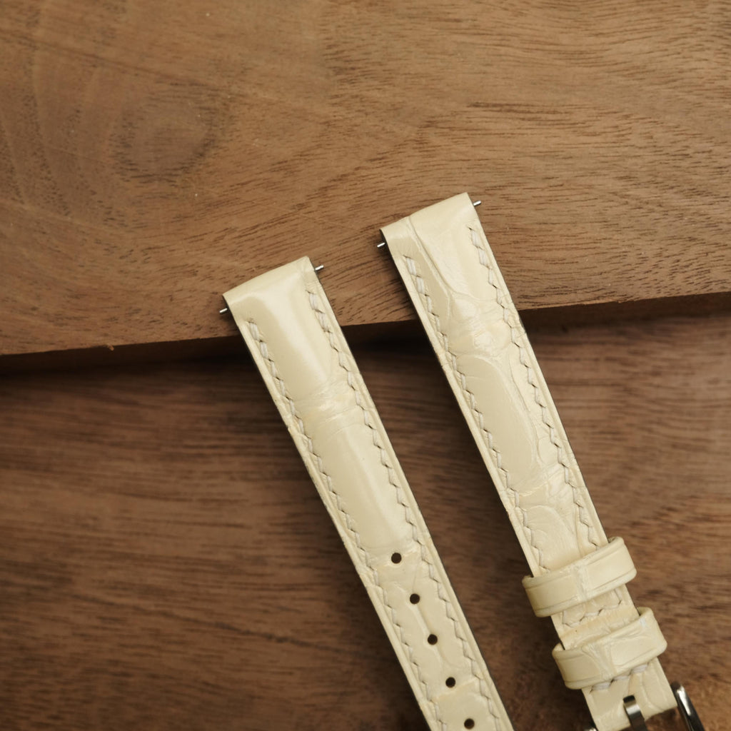 cream alligator leather watch strap – photo 2