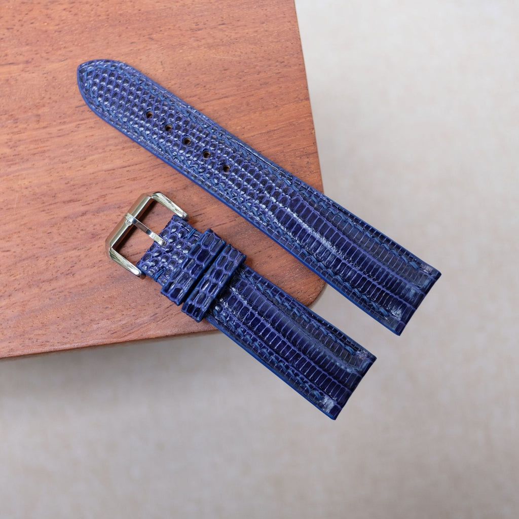 navy blue lizard leather watch strap – photo 2