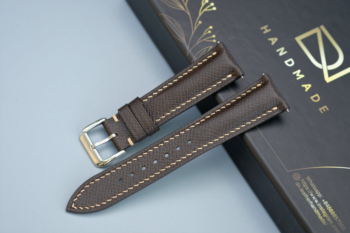chocolate epsom leather watch strap – photo 2