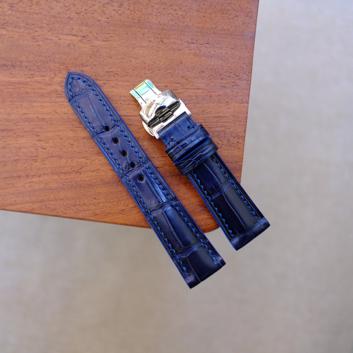blue alligator leather watch strap – photo 2