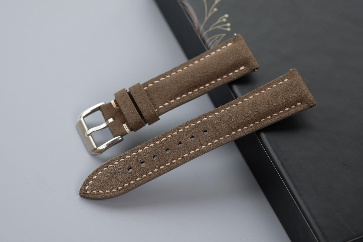 gray suede leather watch strap – photo 2