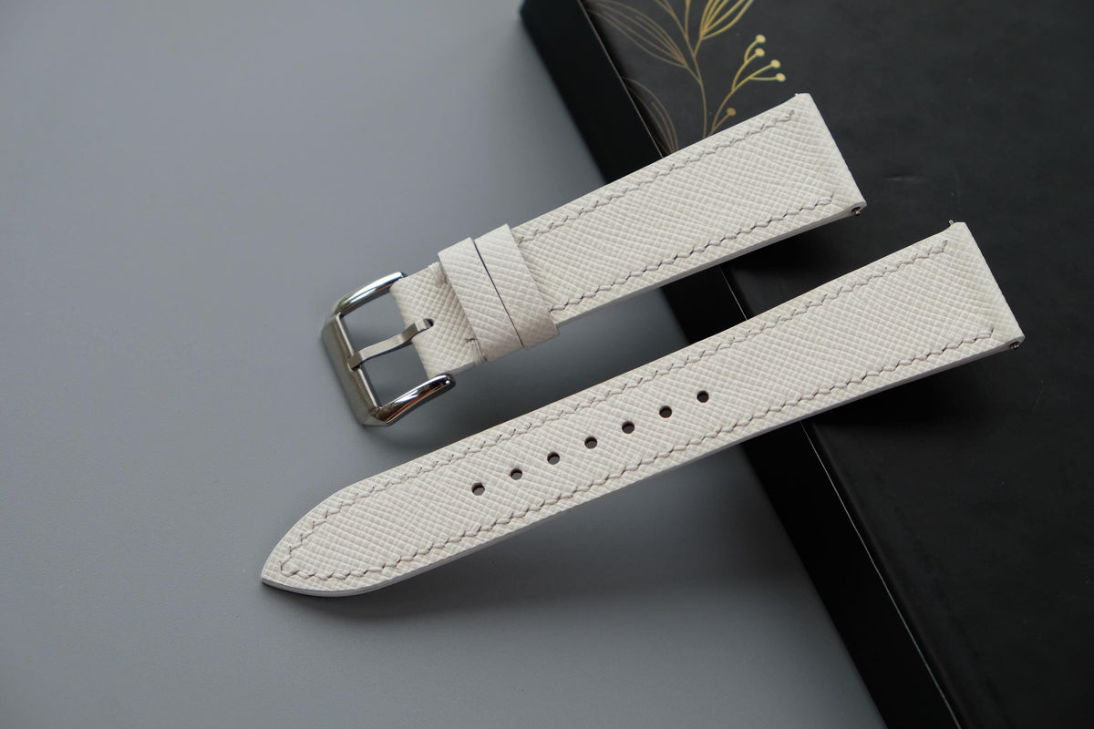 white saffiano leather watch strap – photo 2