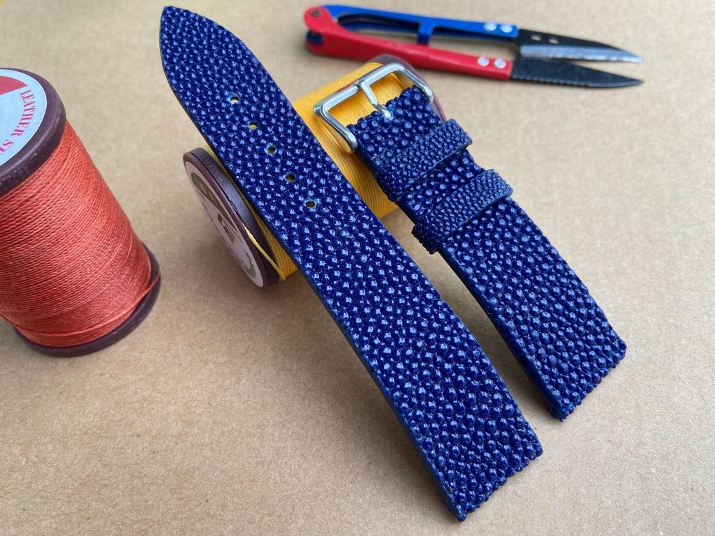 navy blue stingray leather watch strap – photo 2