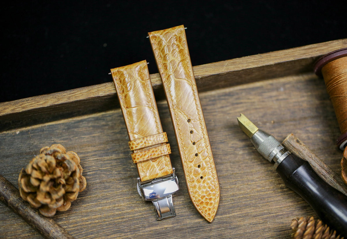 honey ostrich leg leather watch strap – photo 2