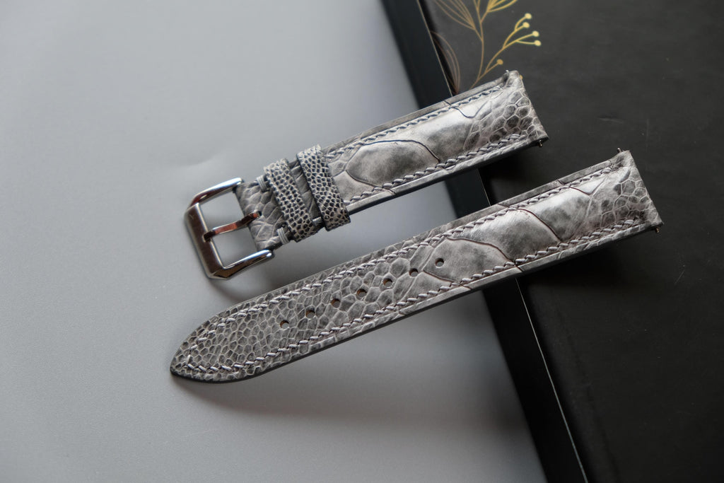 gray ostrich leather watch strap – photo 2