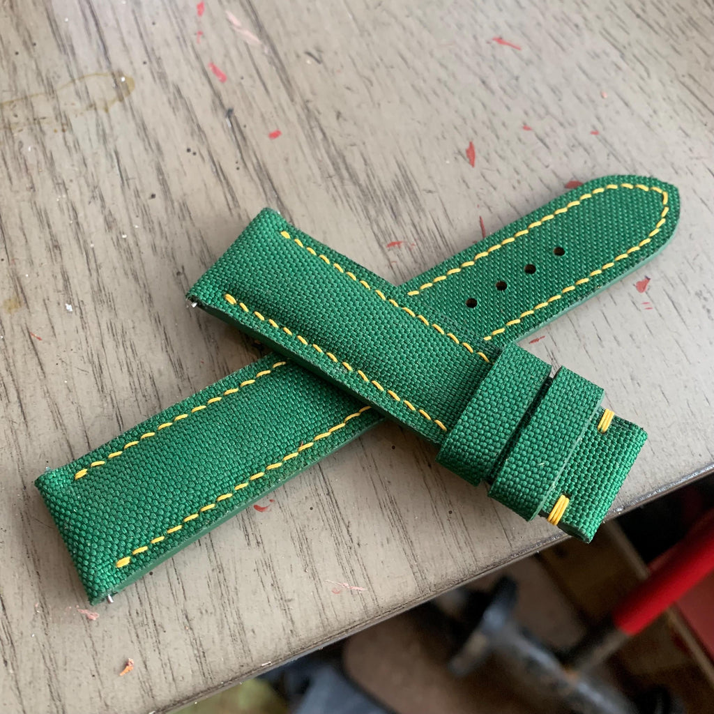green sailcloth rubber leather watch strap – photo 2