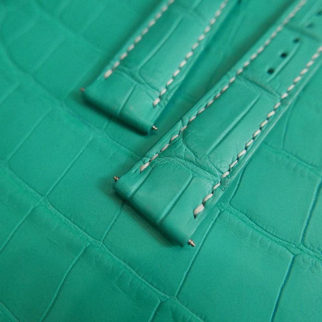 turquoise blue alligator leather watch strap – photo 2