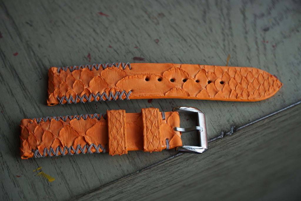 orange python leather watch strap – photo 2