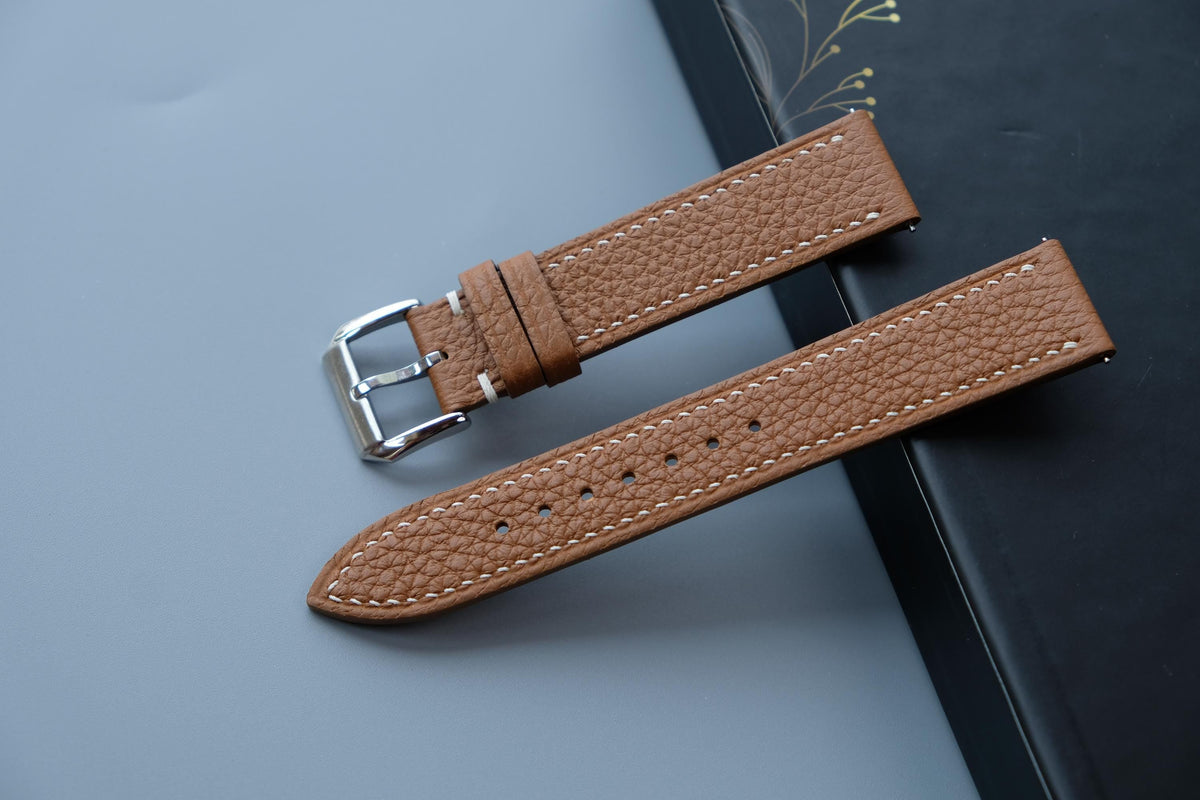 gold togo leather watch strap – photo 2