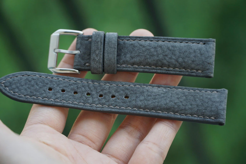 dark gray nubuck leather watch strap – photo 3