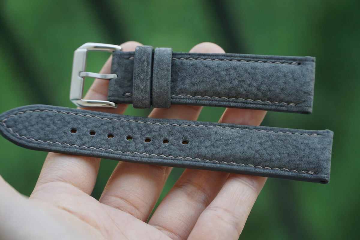 dark gray nubuck leather watch strap – photo 3