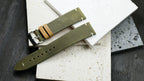 olive green waxed leather watch strap – photo 3