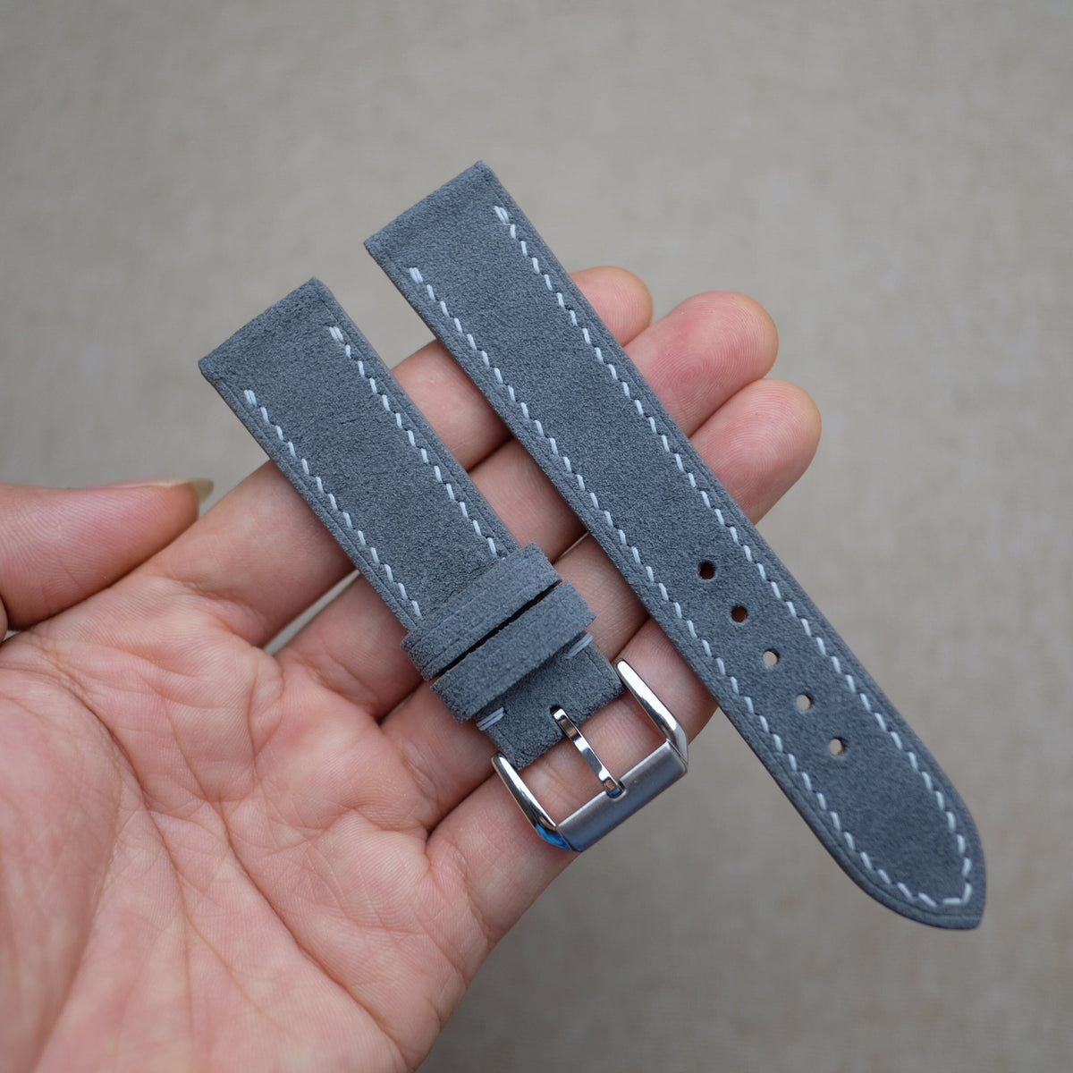 grey suede leather watch strap – photo 3