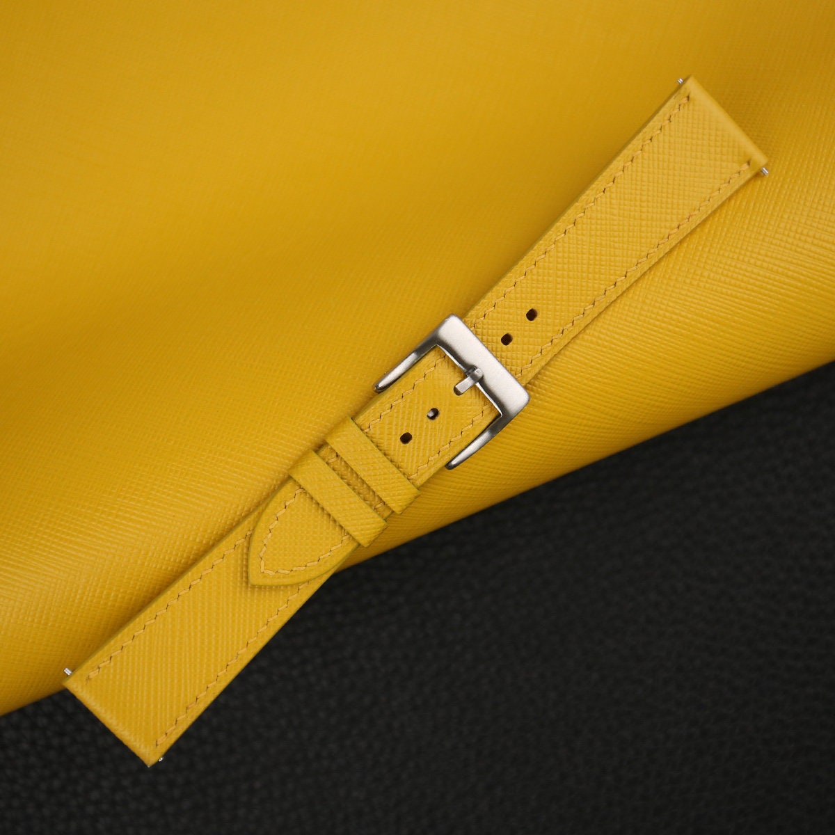 yellow saffiano leather watch strap – photo 3