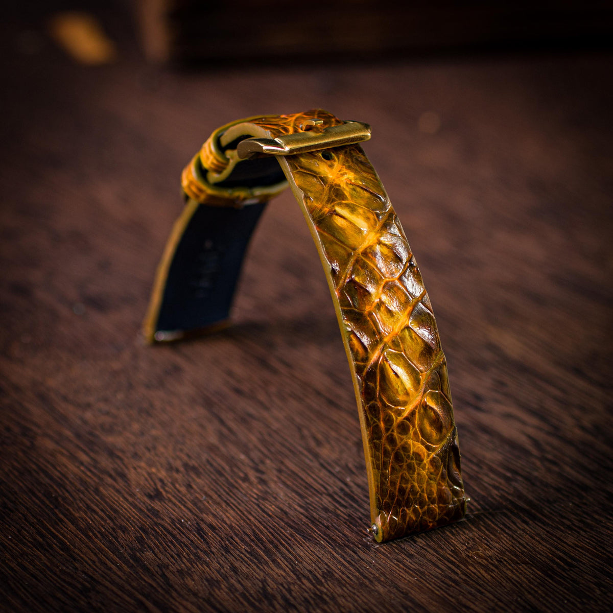 patina gold alligator leather watch strap – photo 3