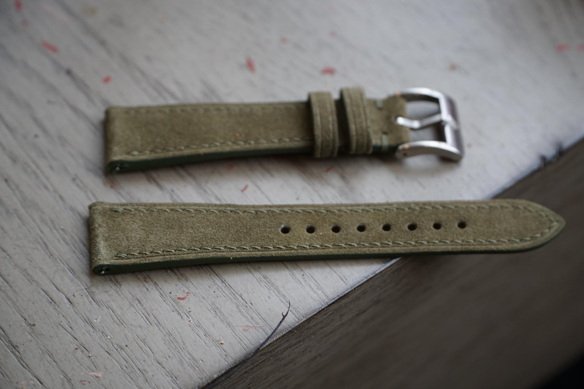 olive green suede leather watch strap – photo 3