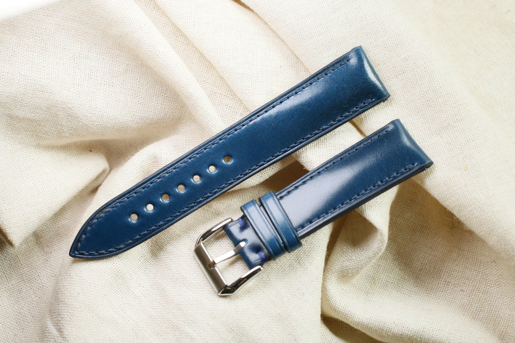 navy shell cordovan leather watch strap – photo 3